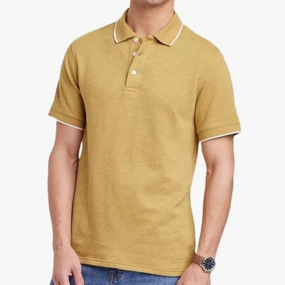 Goodfellow & Co Men's Standard Fit Short Sleeve Polo collared Shirt half button